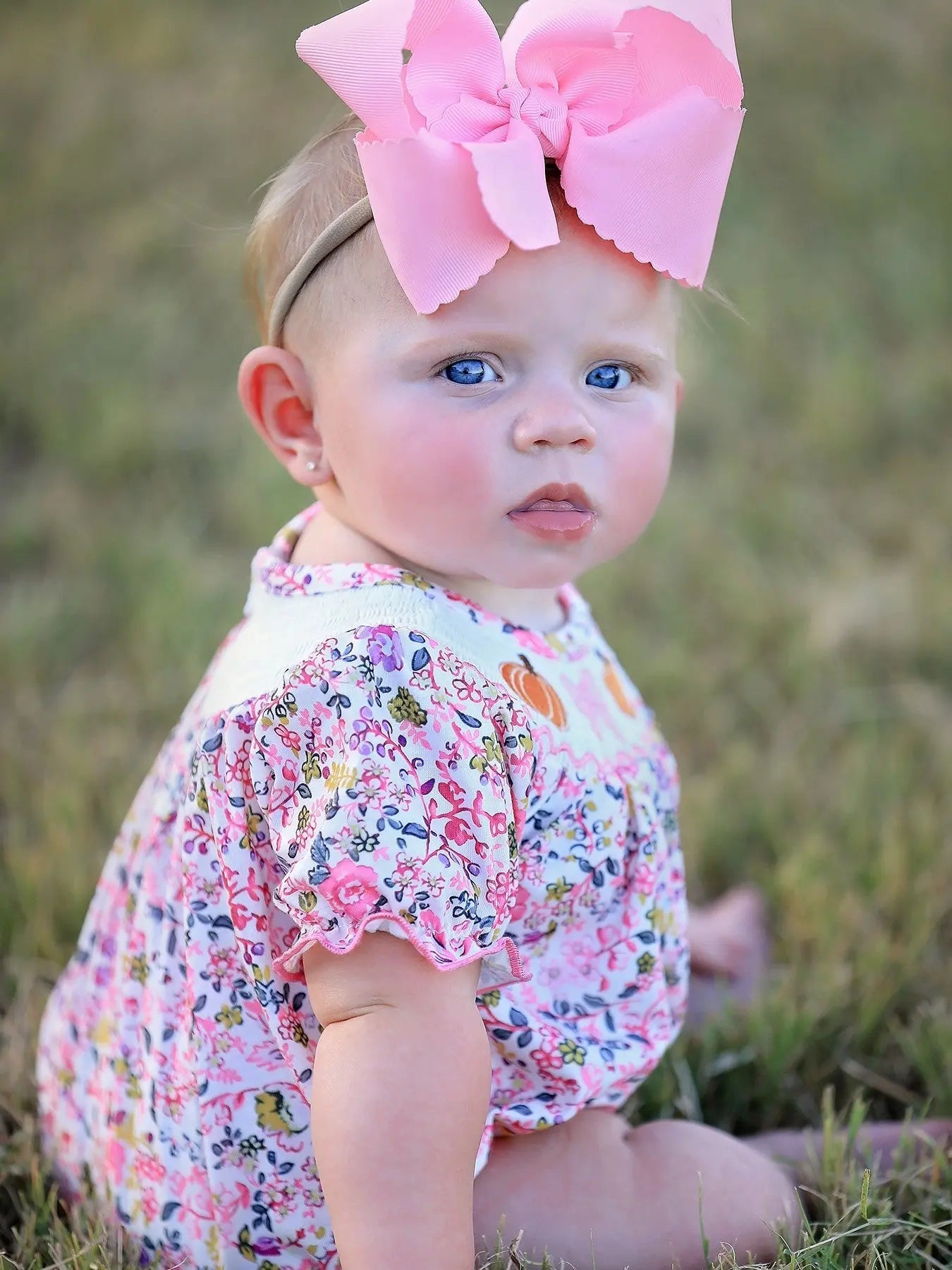 Halloween Girls Pumpkin Smocking Embroidered Romper for Girls Rylee Faith Designs Everetts Place: Online Boutique