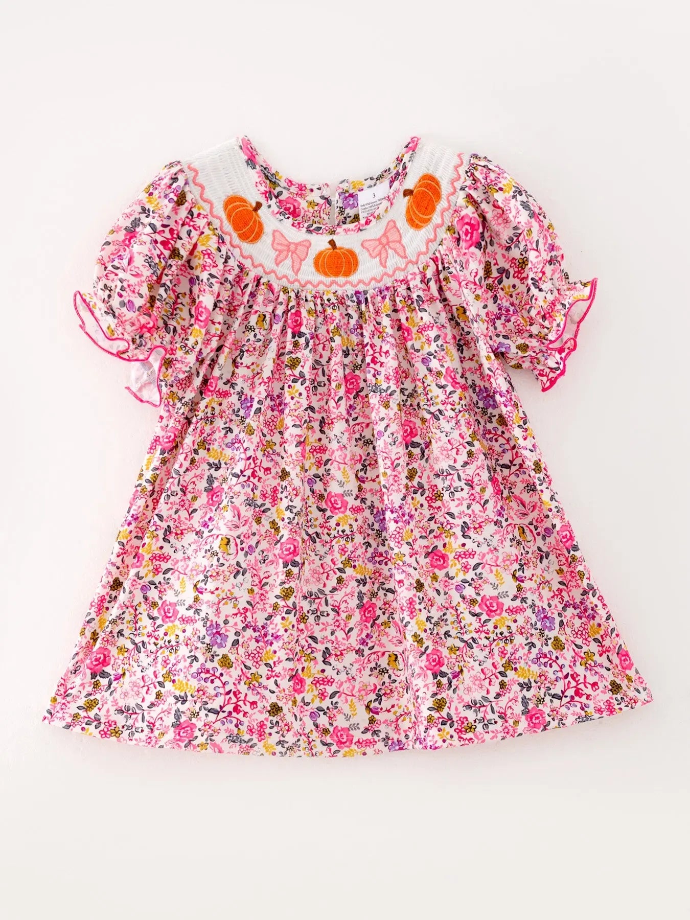 Halloween Girls Smocking Pumpkin Bow Embroidered Short Sleeve Dress Rylee Faith Designs Everetts Place: Online Boutique