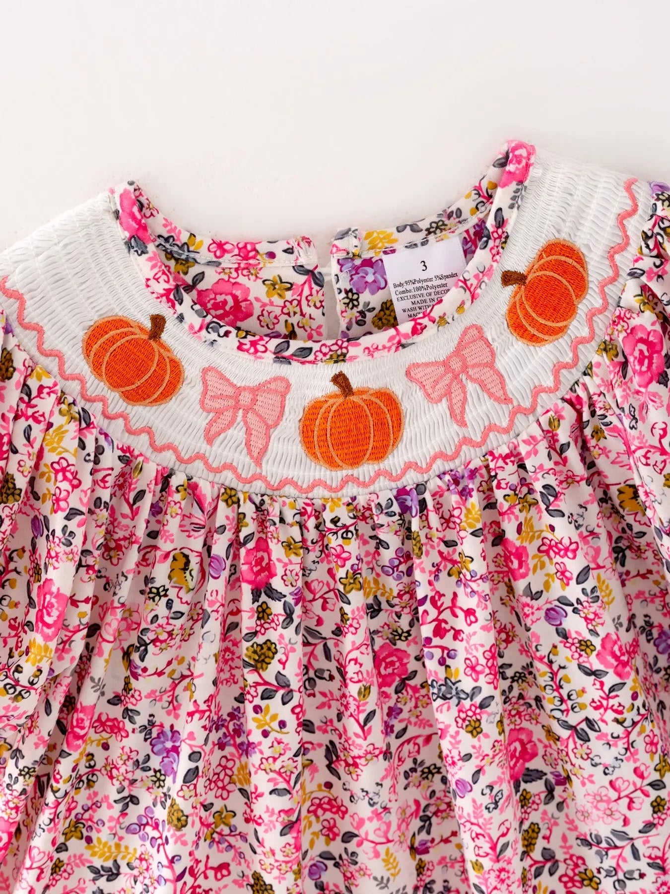 Halloween Girls Smocking Pumpkin Bow Embroidered Short Sleeve Dress Rylee Faith Designs Everetts Place: Online Boutique