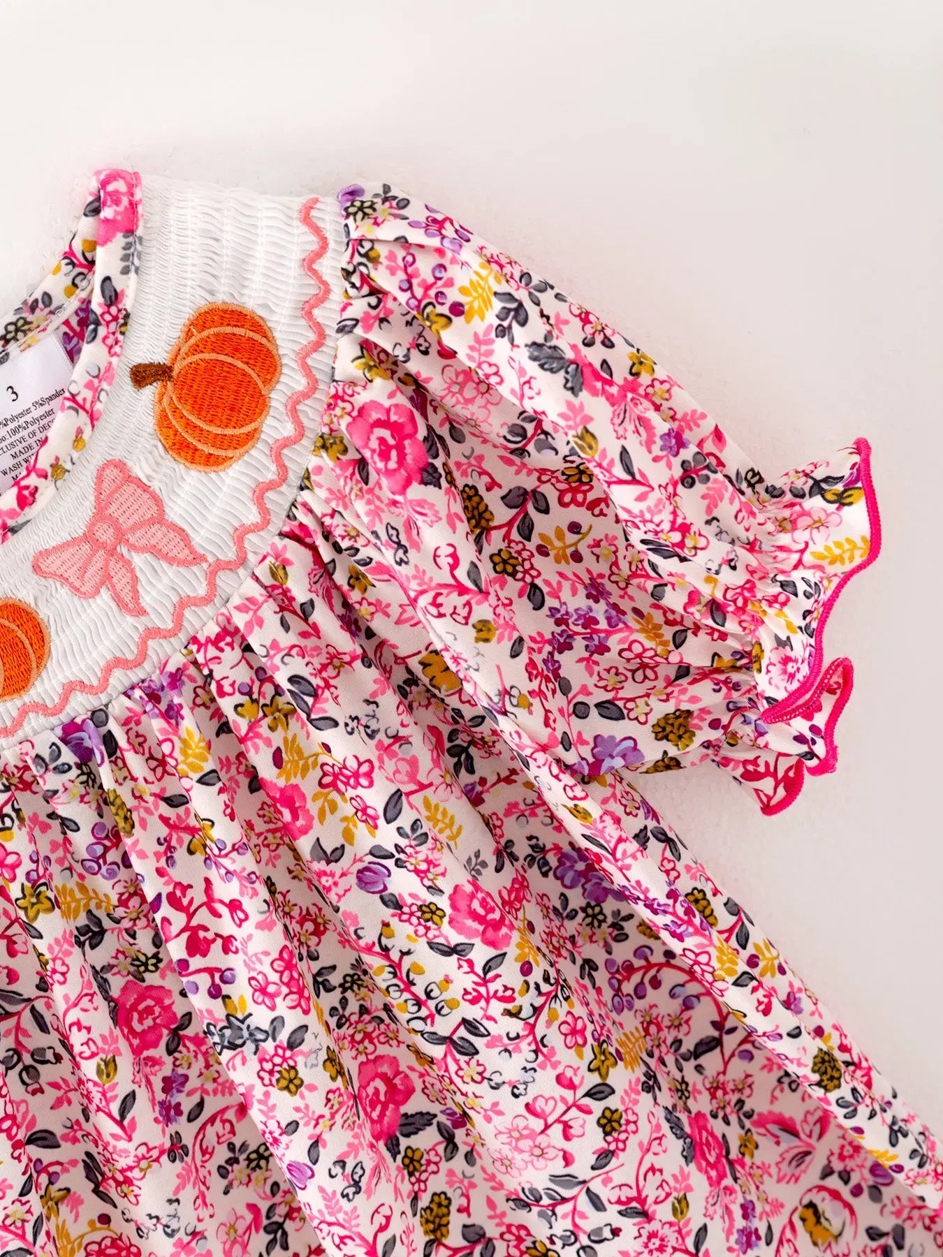 Halloween Girls Smocking Pumpkin Bow Embroidered Short Sleeve Dress Rylee Faith Designs Everetts Place: Online Boutique