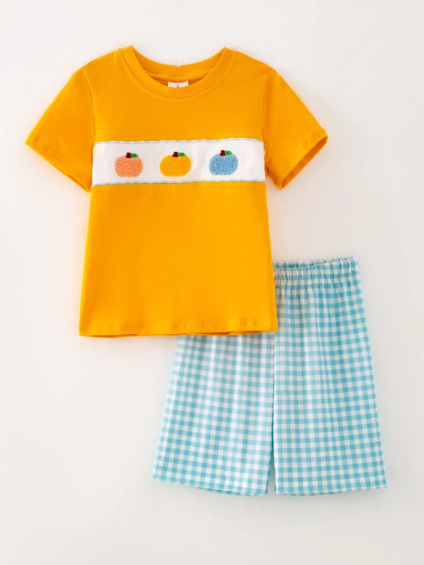 Halloween Pumpkin Chenille Patches Boys Shorts Set Rylee Faith Designs Everetts Place: Online Boutique