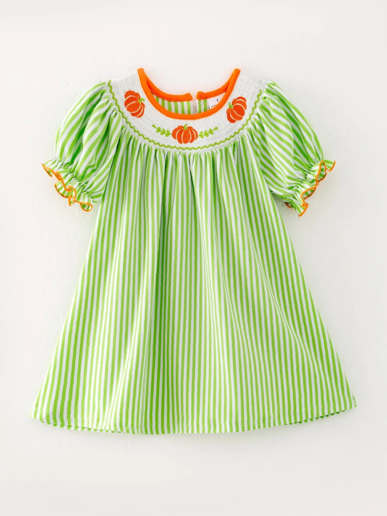 Halloween Pumpkin Smocking Embroidered Striped Dress Rylee Faith Designs Everetts Place: Online Boutique