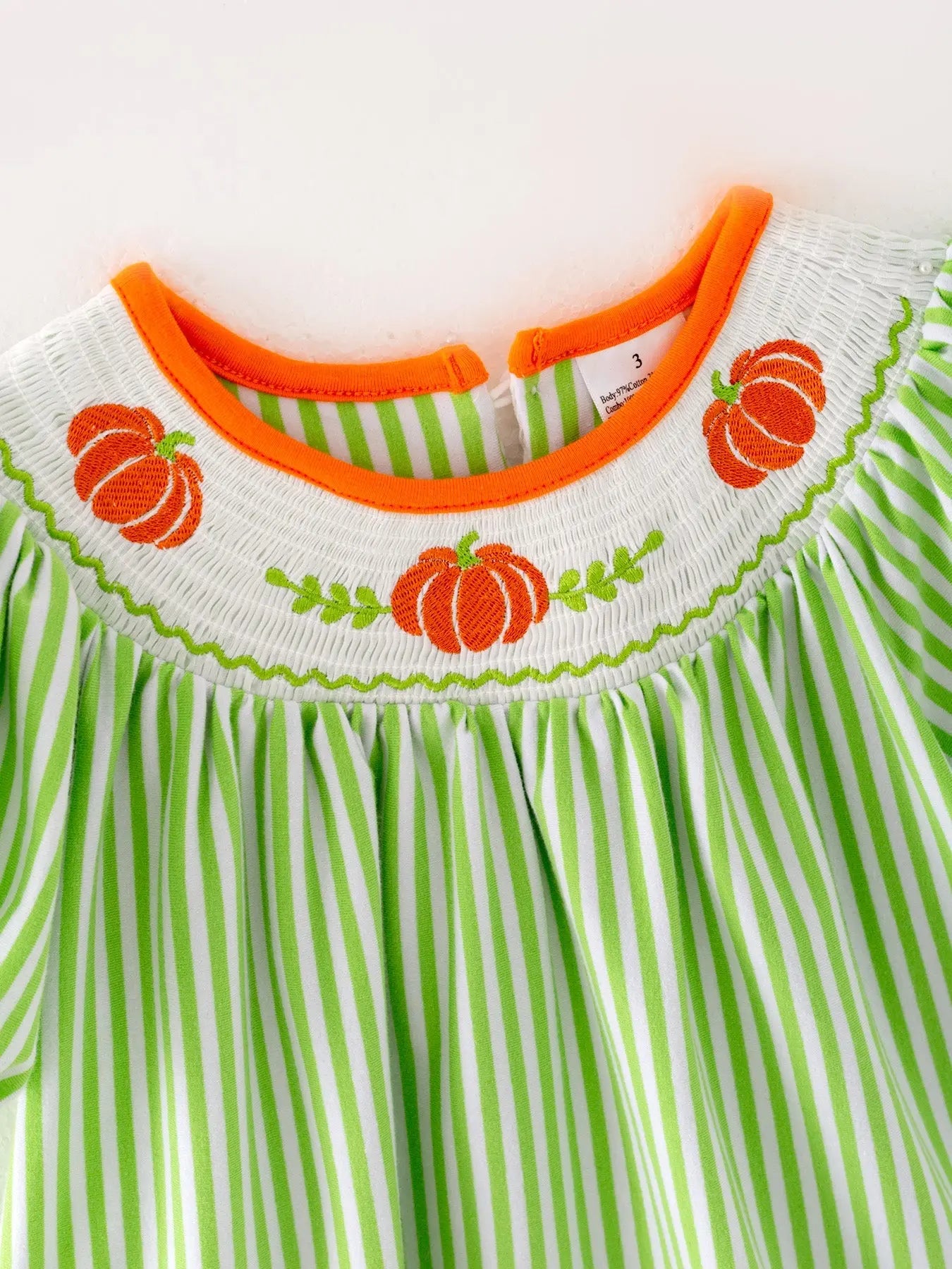 Halloween Pumpkin Smocking Embroidered Striped Dress Rylee Faith Designs Everetts Place: Online Boutique