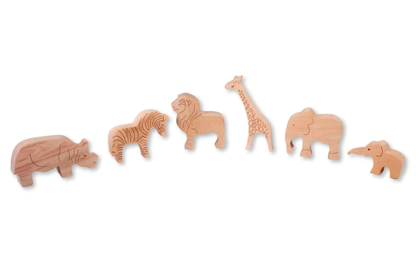 Kidodido Handcrafted Wooden Safari Animals Set for Imaginative Play - Toys & Games > Toys > Dolls, Playsets & Toy Figures > Toy Playsets > Farm Animal Playsets