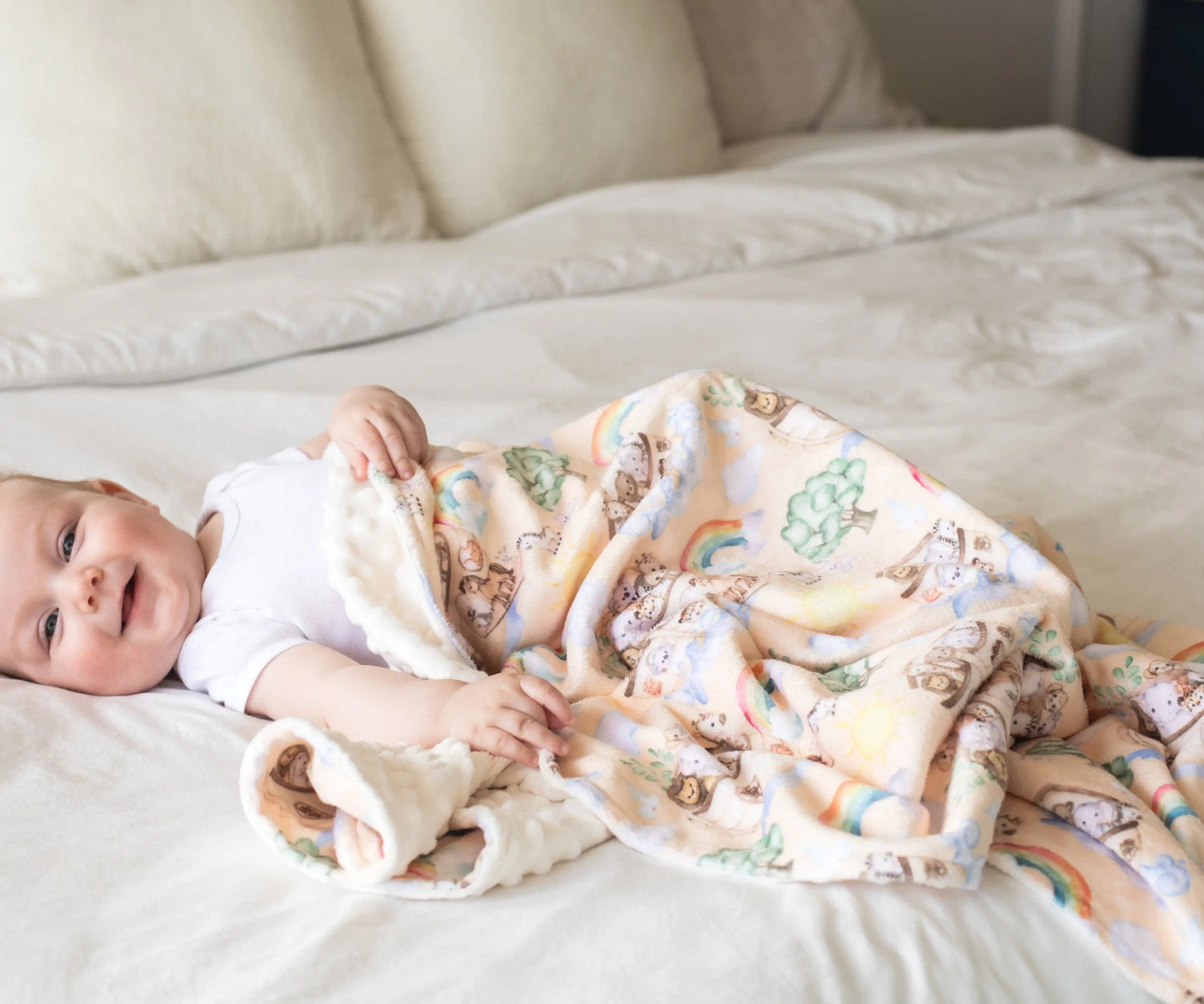 Baby & Toddler Minky Blanket - Noah's Ark Honey Lemonade
