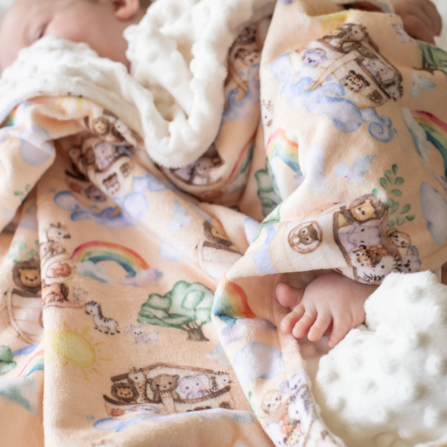 Honey Lemonade Premium Minky Baby Blanket with Unique Noah's Ark Print for Infants - Baby & Toddler > Swaddling & Receiving Blankets > Receiving Blankets