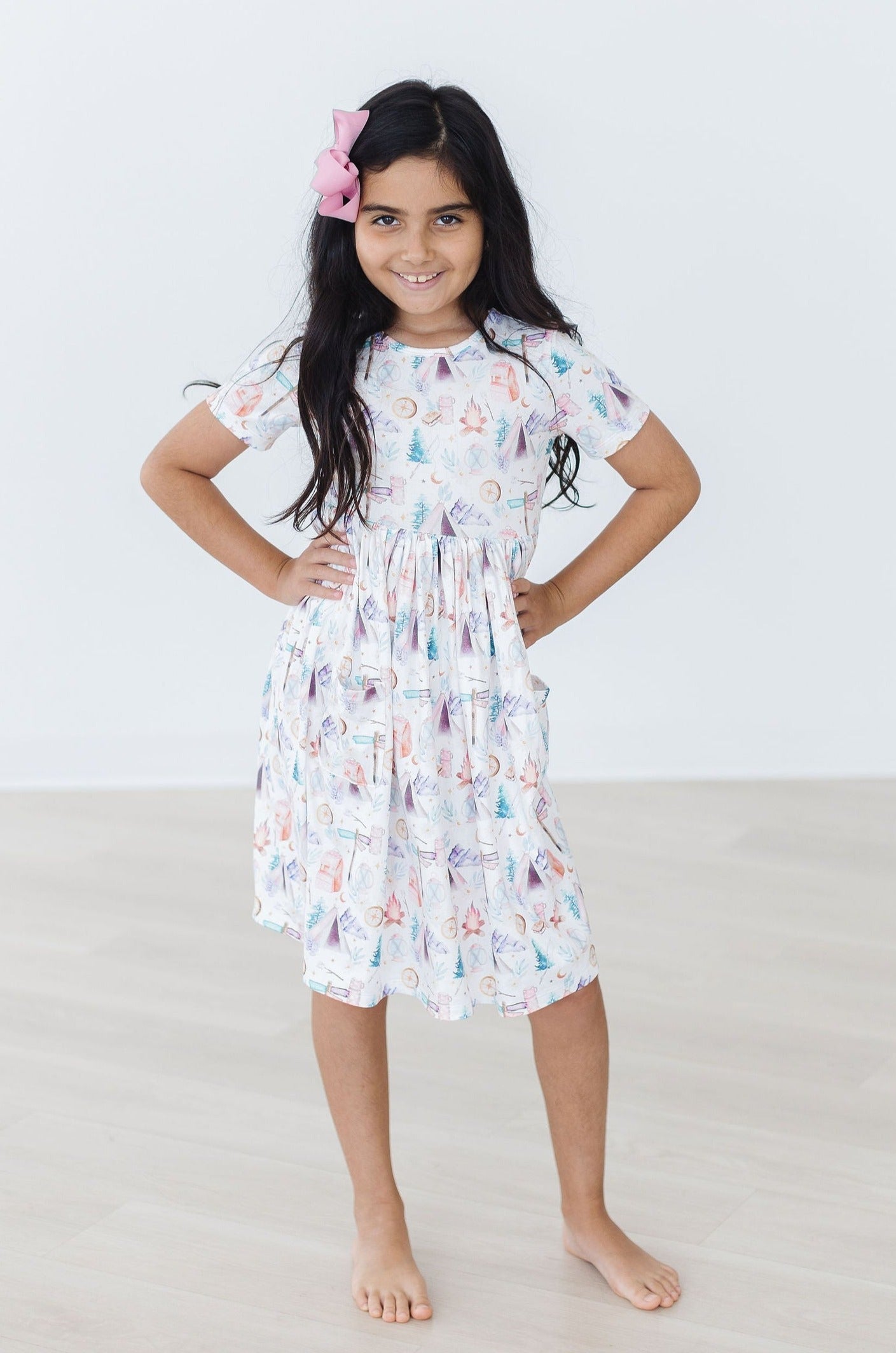 Mila & Rose ® Happy Camper Pocket Twirl Dress For Toddlers Short Sleeve - Apparel & Accessories > Clothing > Dresses Twirl Pocket Dress S/S