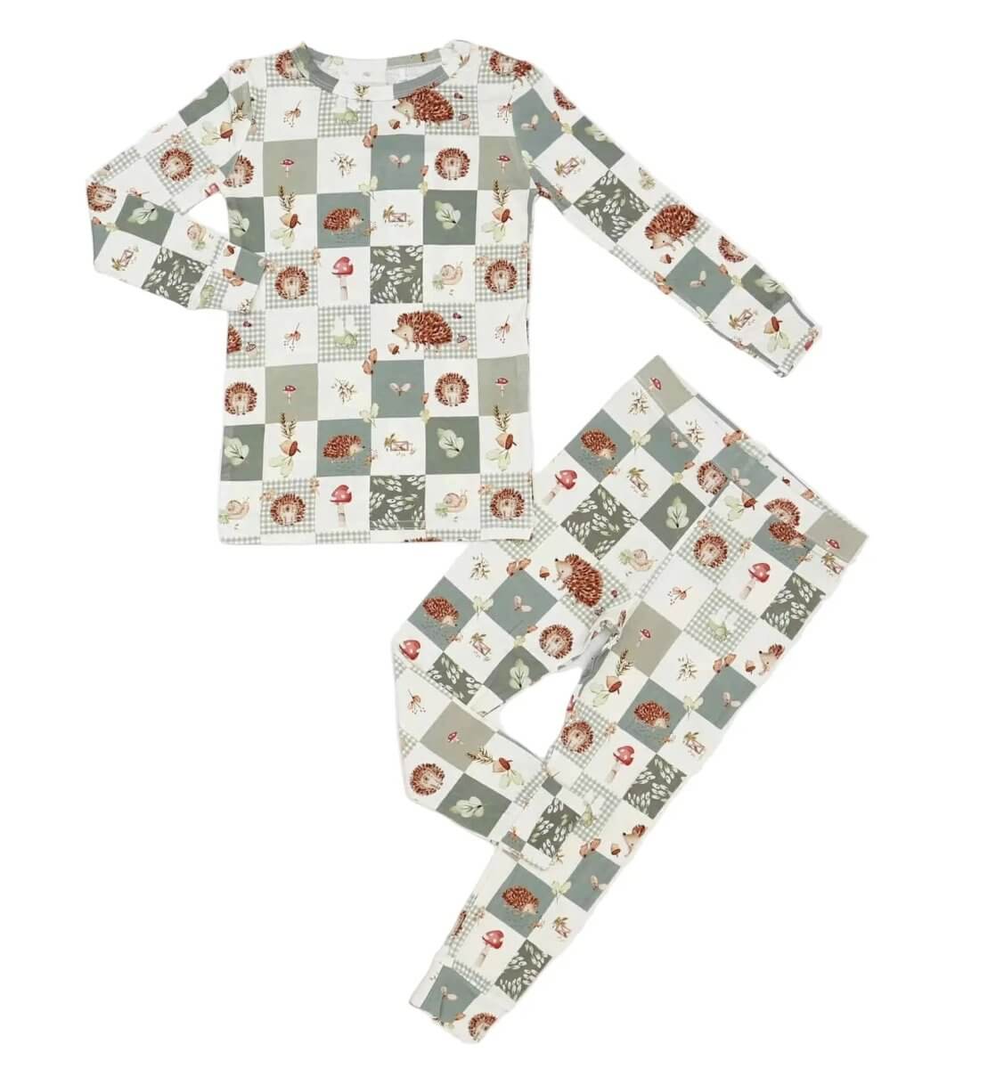 Little Joy Co. Harvest Hedgehogs Kids 2pc Bamboo Pajamas By Little Joy Co - Everetts Place Boutique -