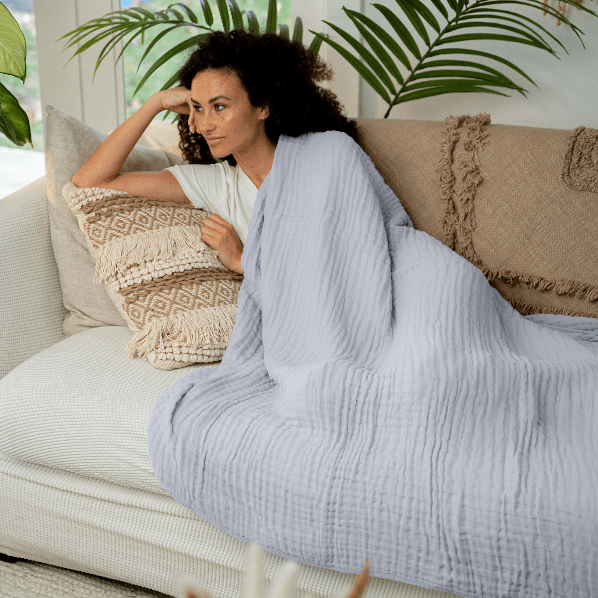 Comfy Cubs Heather Adult Muslin Cotton Blanket Warm Breathable Cozy - Everetts Place Boutique -