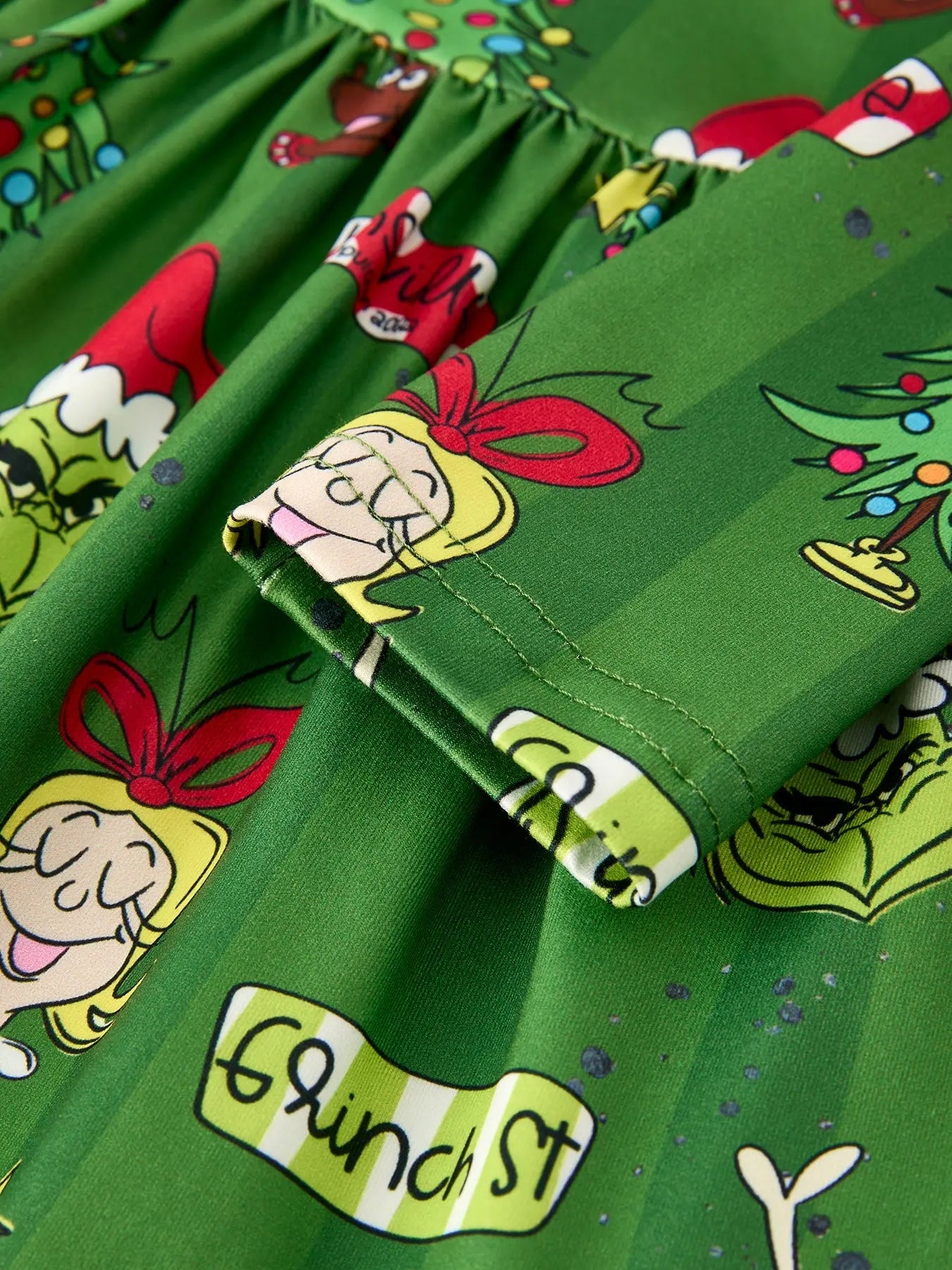 Holiday Elf And Christmas Tree Pattern Girls Dress Rylee Faith Designs Everetts Place: Online Boutique