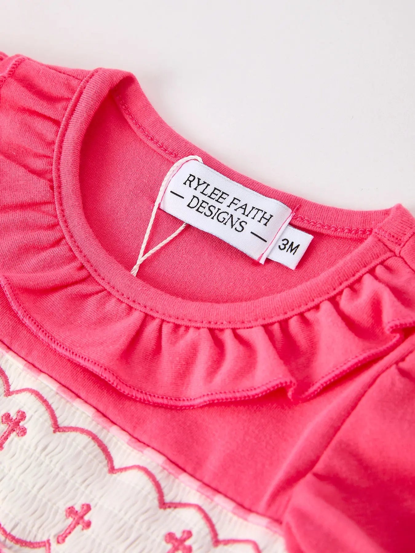 Hot Pink Smocked Church Bishop Christening Romper Rylee Faith Designs Everetts Place: Online Boutique