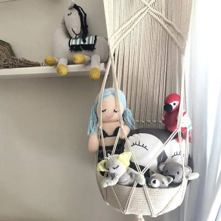 Boho Bundle Macrame Swing and Toy Basket Set Finn + Emma