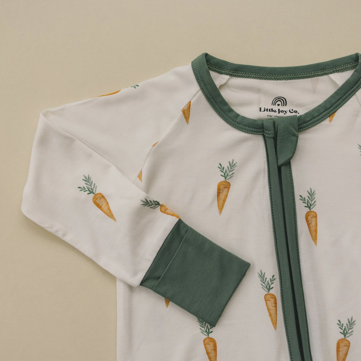 Little Joy Co. Keep Calm And Carrot On Bamboo Zippy Romper For Babies - Apparel & Accessories > Clothing > Baby & Toddler Clothing > Baby & Toddler Sleepwear