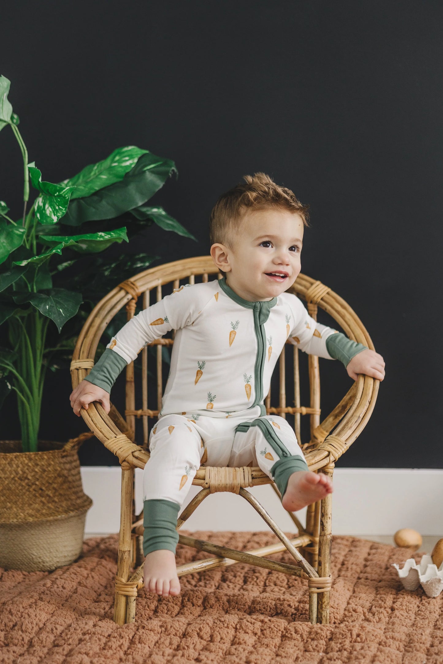 Little Joy Co. Keep Calm And Carrot On Bamboo Zippy Romper For Babies - Apparel & Accessories > Clothing > Baby & Toddler Clothing > Baby & Toddler Sleepwear