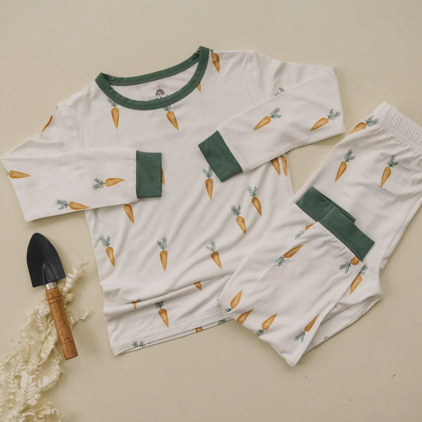 Little Joy Co. Keep Calm And Carrot On Bamboo Pajama Set 2pc Breathable - Apparel & Accessories > Clothing > Sleepwear & Loungewear > Pajamas