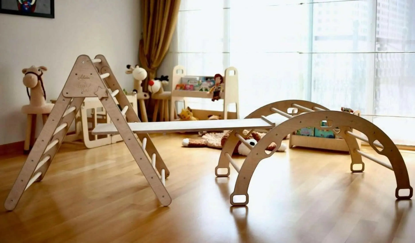 Kidodido Kidodido 4 Piece Climbing Set Triangle Arch Rocker 2in1Ramp - Toys & Games > Outdoor Play Equipment > Swing Sets & Playsets Activity Gym Sets