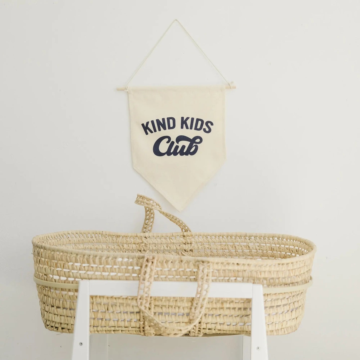 Little Joy Co. Kind Kids Club Canvas Pennant Natural With Wooden Dowel -
