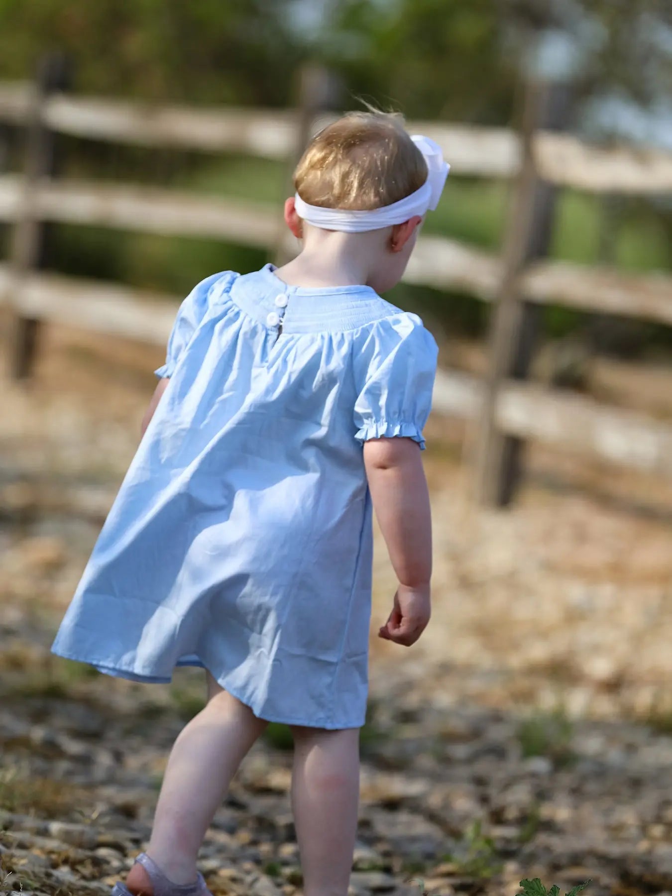 Girls Cross Smocking Embroidered Blue Dress Rylee Faith Designs