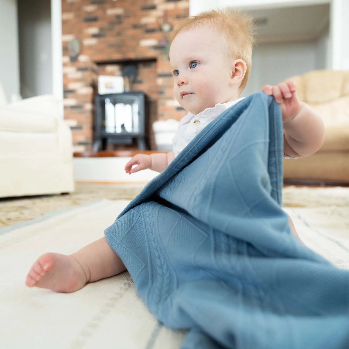 Denim Knit Baby Blanket Soft and Cozy Gift for Newborns.