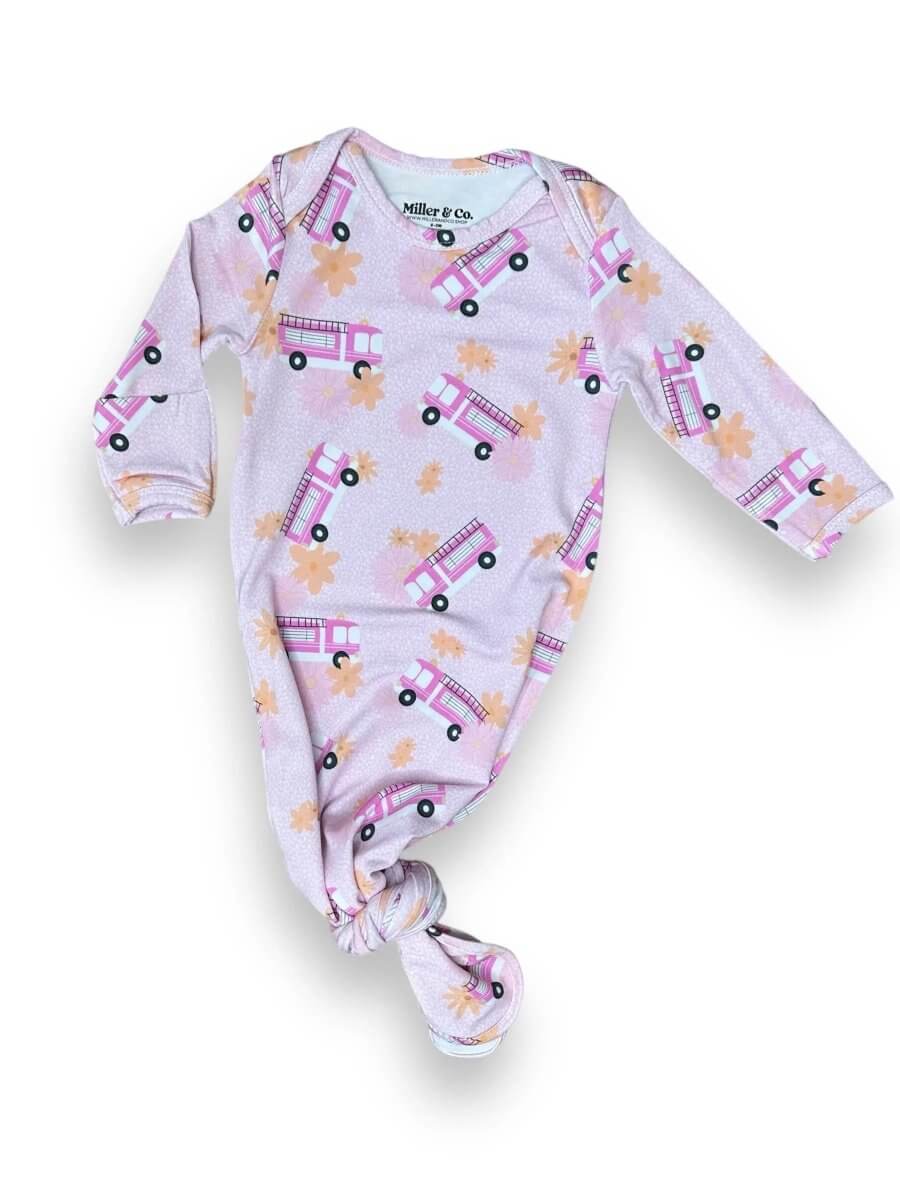 Miller & Co. Knotted Gowns, Pink Fire Trucks - Everetts Place Boutique -