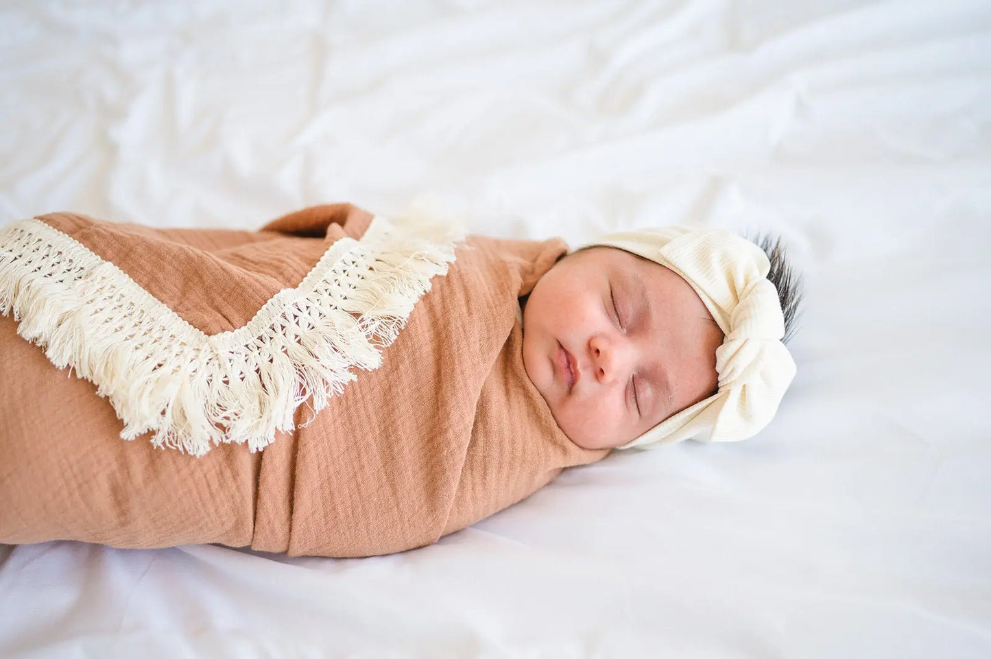 Knotted Headband - Cream Ribbed Harp Angel Boutique