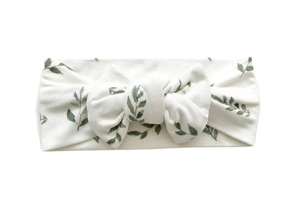 Knotted Headband - Green Leaves Harp Angel Boutique