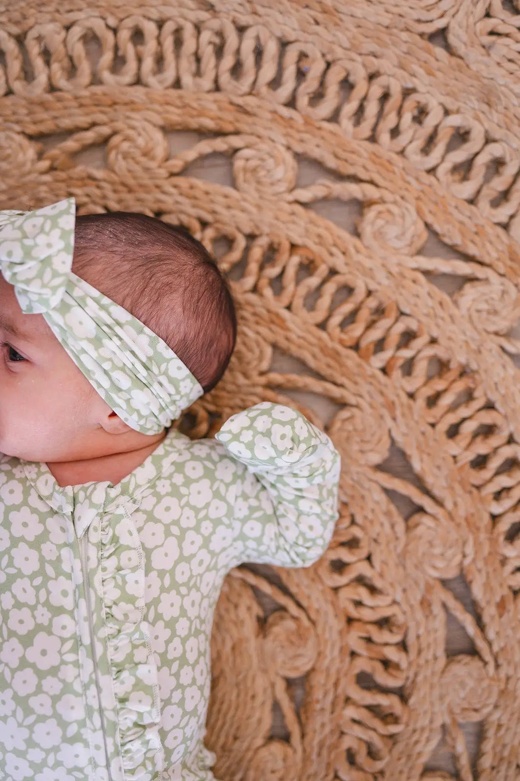 Knotted Headband - Sage Ditsy Floral Harp Angel Boutique