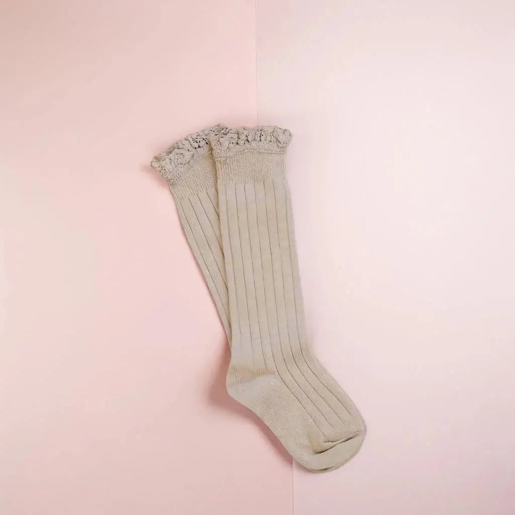 Little Love Bug Co. LLB Lace Top Knee High Socks (2 pairs in each order) - Apparel & Accessories > Clothing > Baby & Toddler Clothing > Baby & Toddler Socks & Tights Socks
