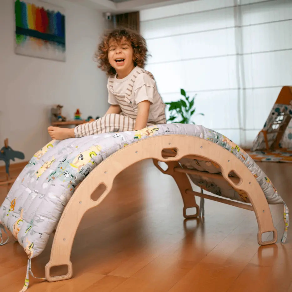 Kidodido Large Montessori Climbing Arch Rocker With Plush Pillow Set - Baby & Toddler > Baby Toys & Activity Equipment > Baby Bouncers & Rockers Climbing Arch and Rockers