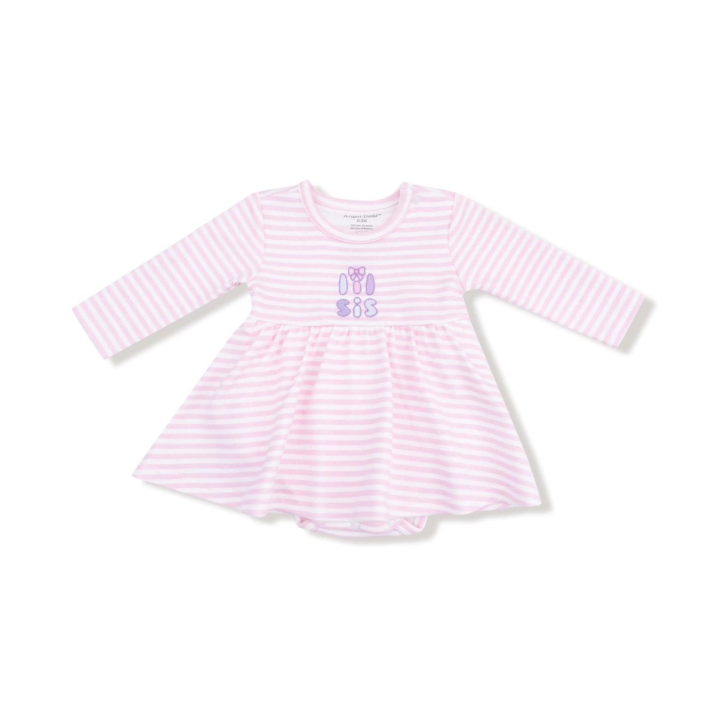 Angel Dear Lil Sis Applique Long Sleeve Striped Play Bodysuit Dress - Apparel & Accessories > Clothing > Baby & Toddler Clothing > Baby & Toddler Dresses 953