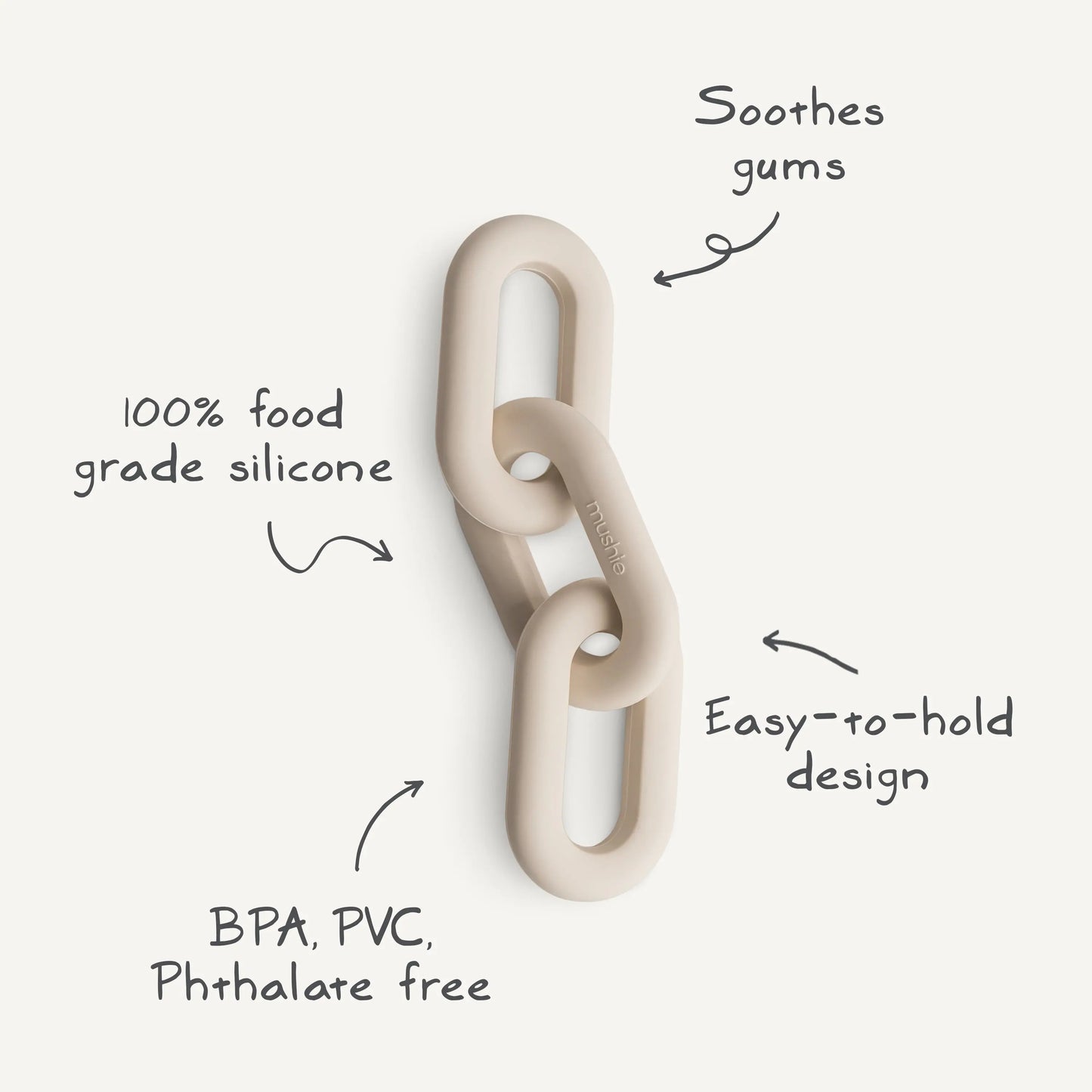 Links Teether Made from Food Grade Silicone for Sore Gums Relief and Comfort Mushie Everetts Place: Online Boutique