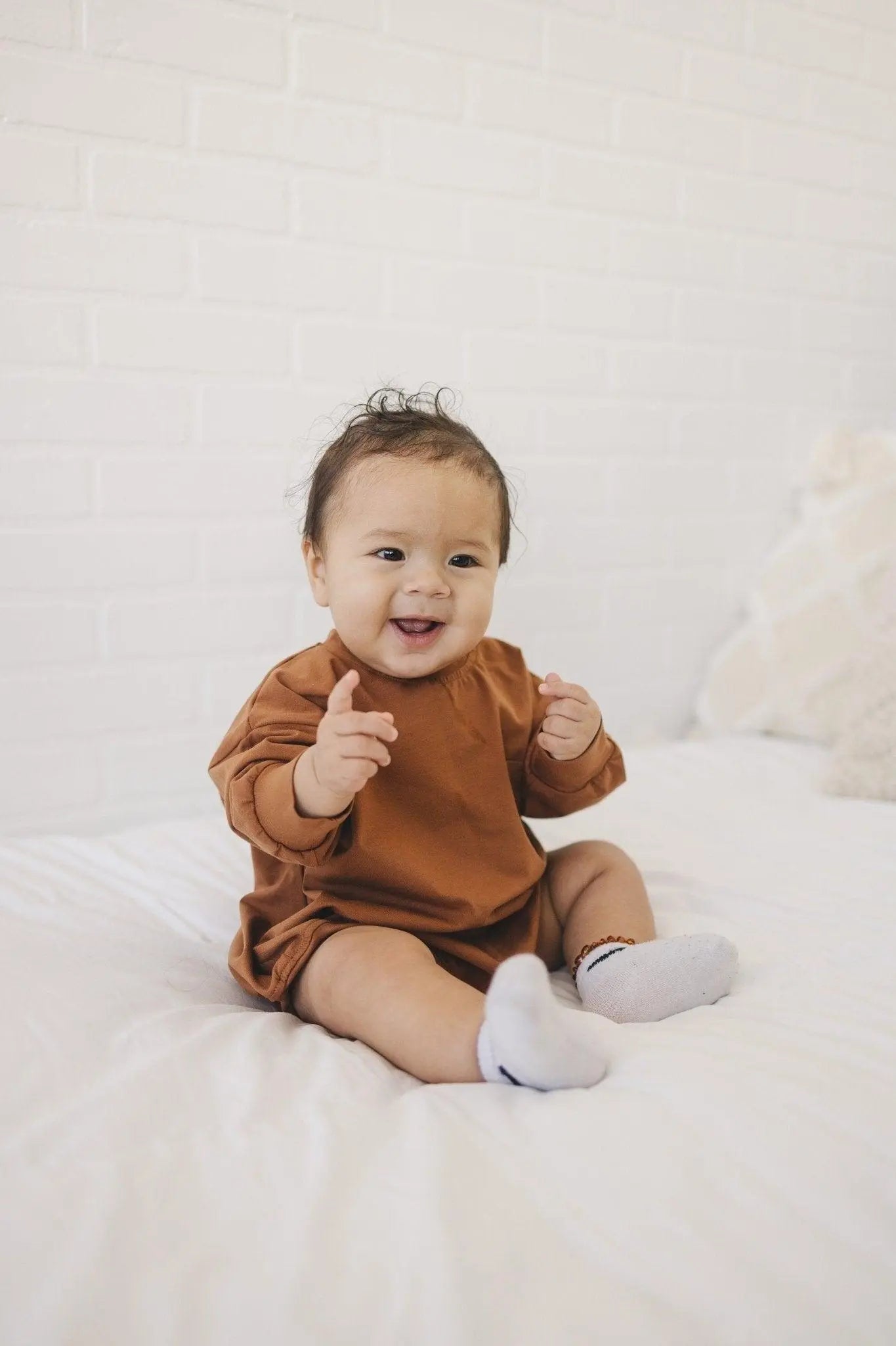 Little Joy Co. Little Joy Co Long Sleeve Pocket Tee Romper 100 Cotton Baby -