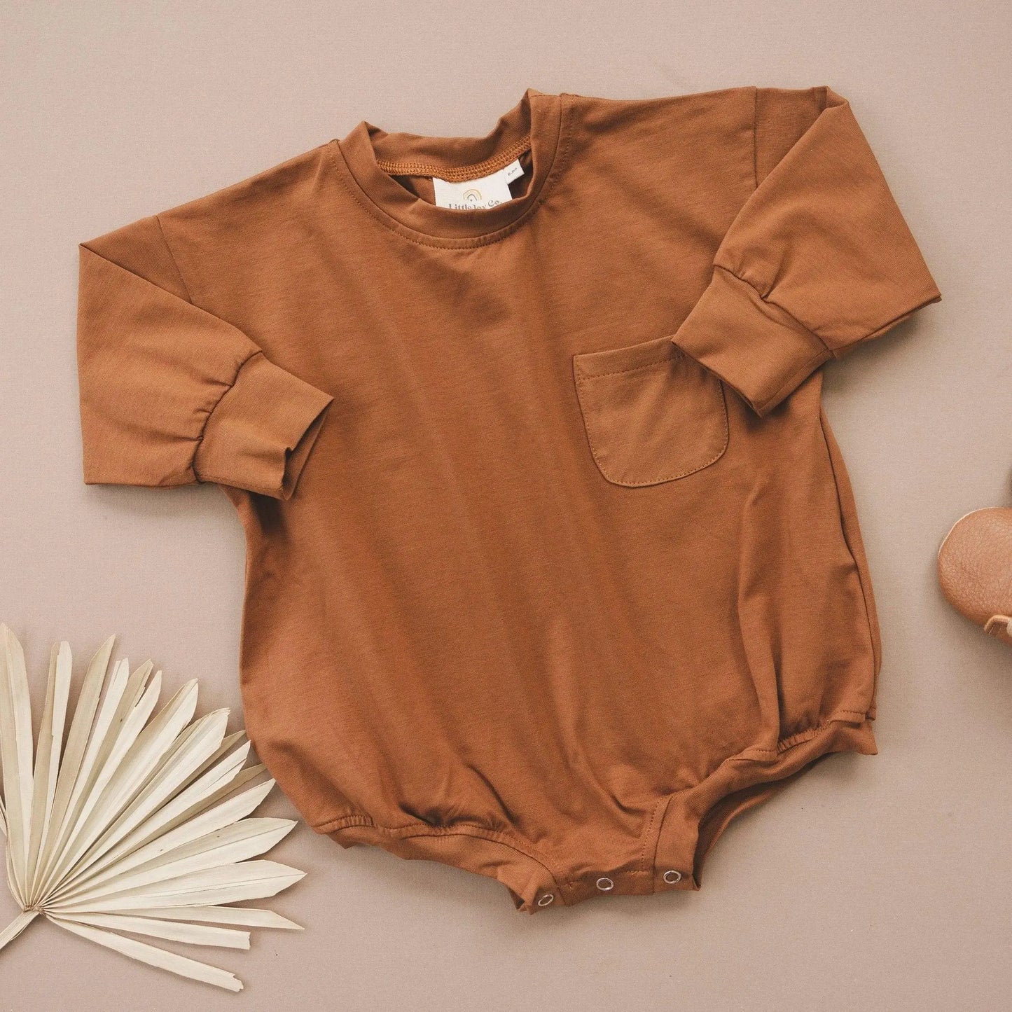 Little Joy Co. Little Joy Co Long Sleeve Pocket Tee Romper 100 Cotton Baby -