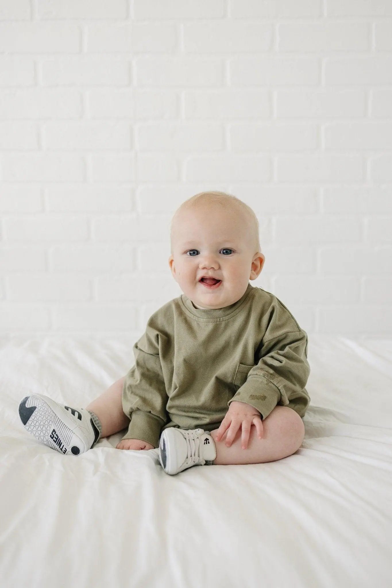 Little Joy Co. Little Joy Co Long Sleeve Pocket Tee Romper 100 Cotton Baby -