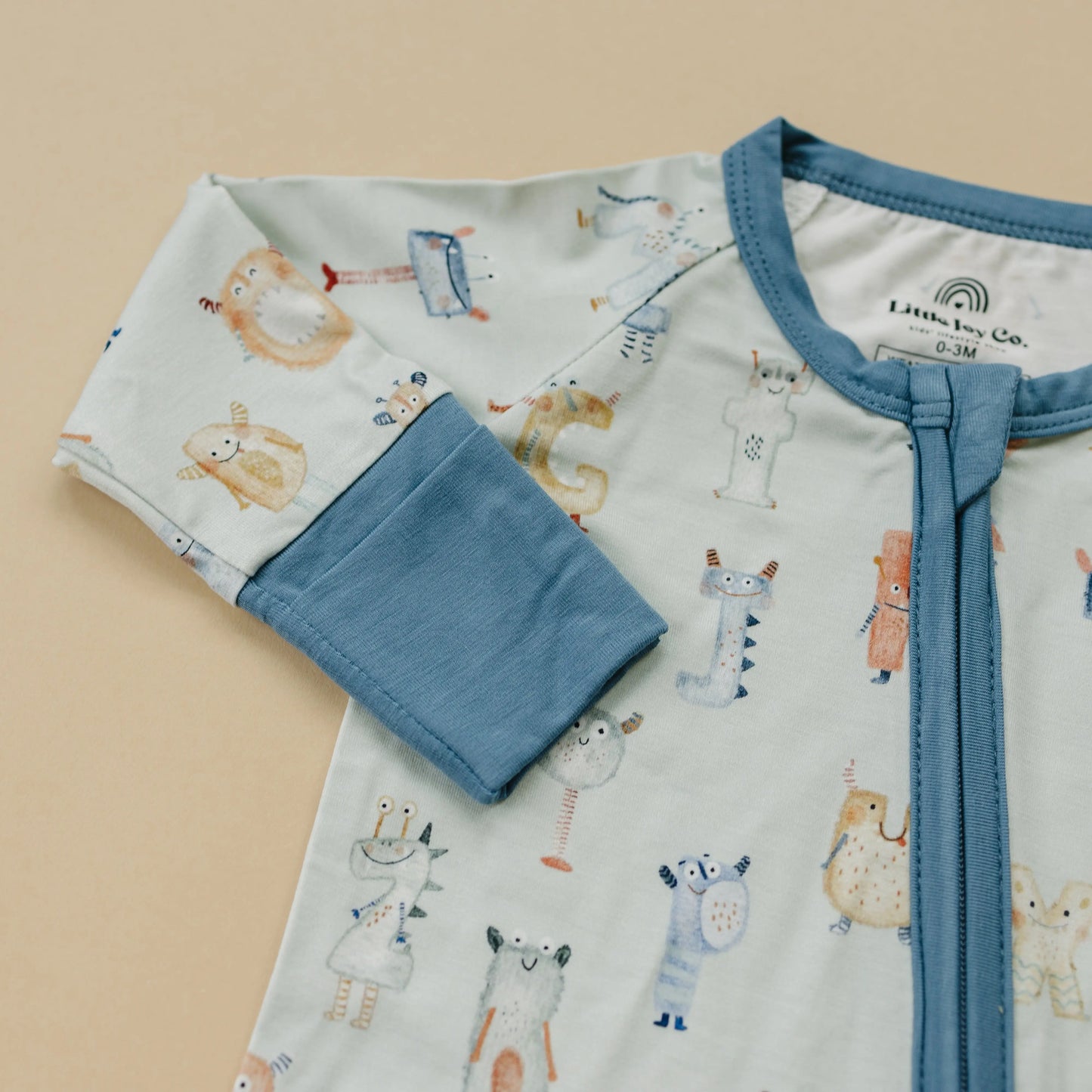 Little Joy Co. Little Joy Co M is for Monsters Bamboo Zippy Pajamas Romper - Apparel & Accessories > Clothing > Baby & Toddler Clothing > Baby One-Pieces
