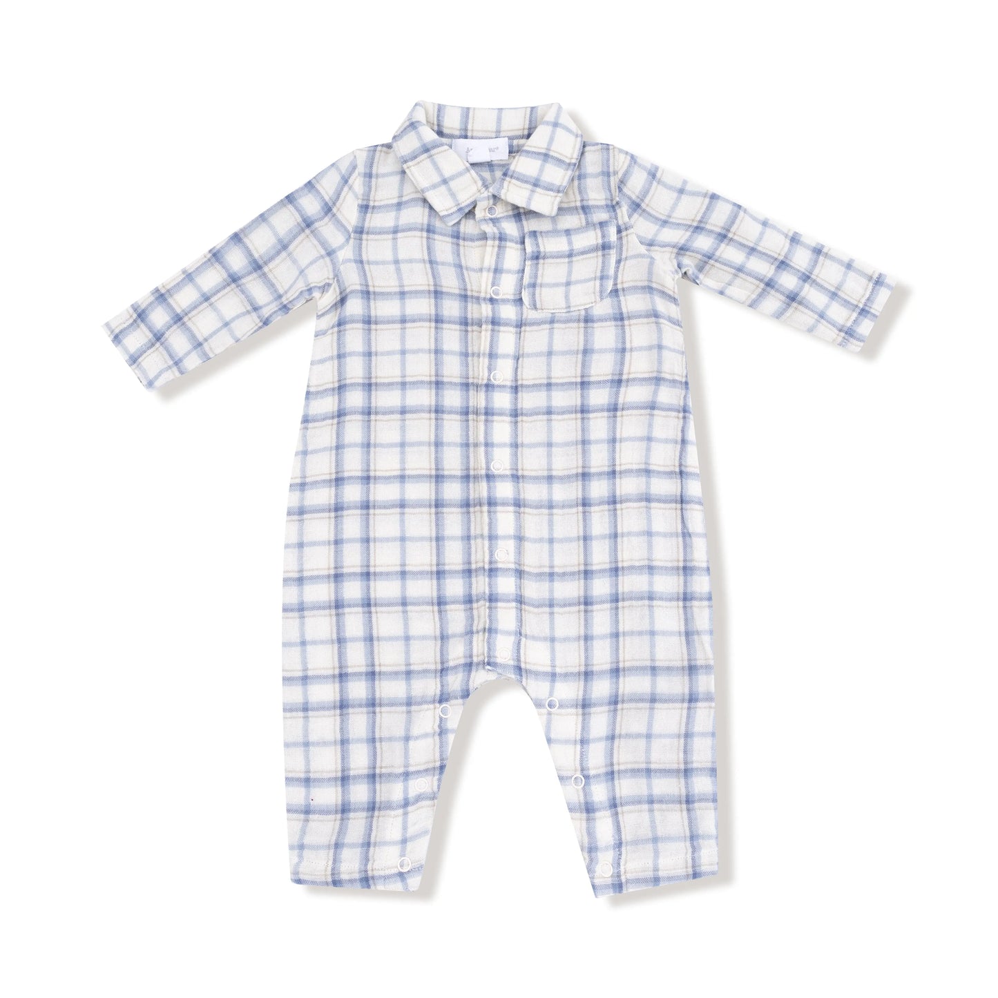Long Sleeve Polo Romper Organic Cotton With Full Placket Angel Dear Everetts Place: Online Boutique