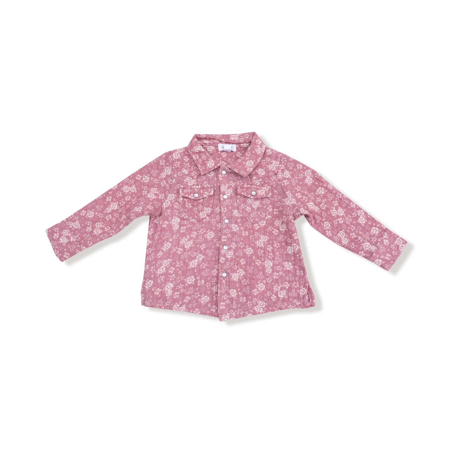 Long Sleeve Western Pearl Snap Shirt Organic Cotton Muslin Angel Dear Everetts Place: Online Boutique