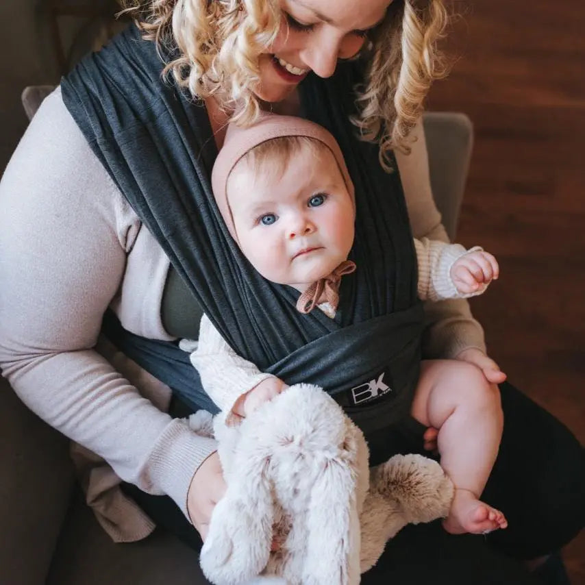 Baby K'tan Active Yoga Baby Carrier Heather Black Lightweight Breathable Carrier Baby K'tan