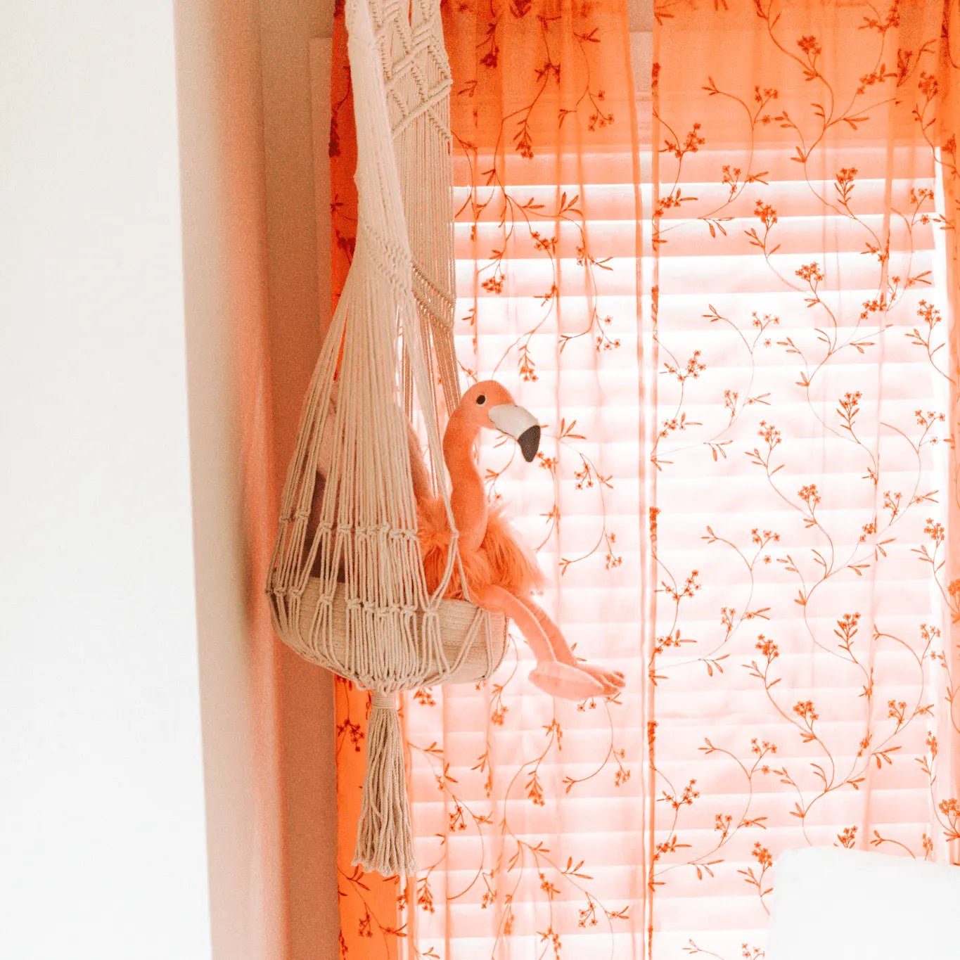 Macrame Toy Hanging Basket for Children's Room Boho Décor and Organization Finn + Emma