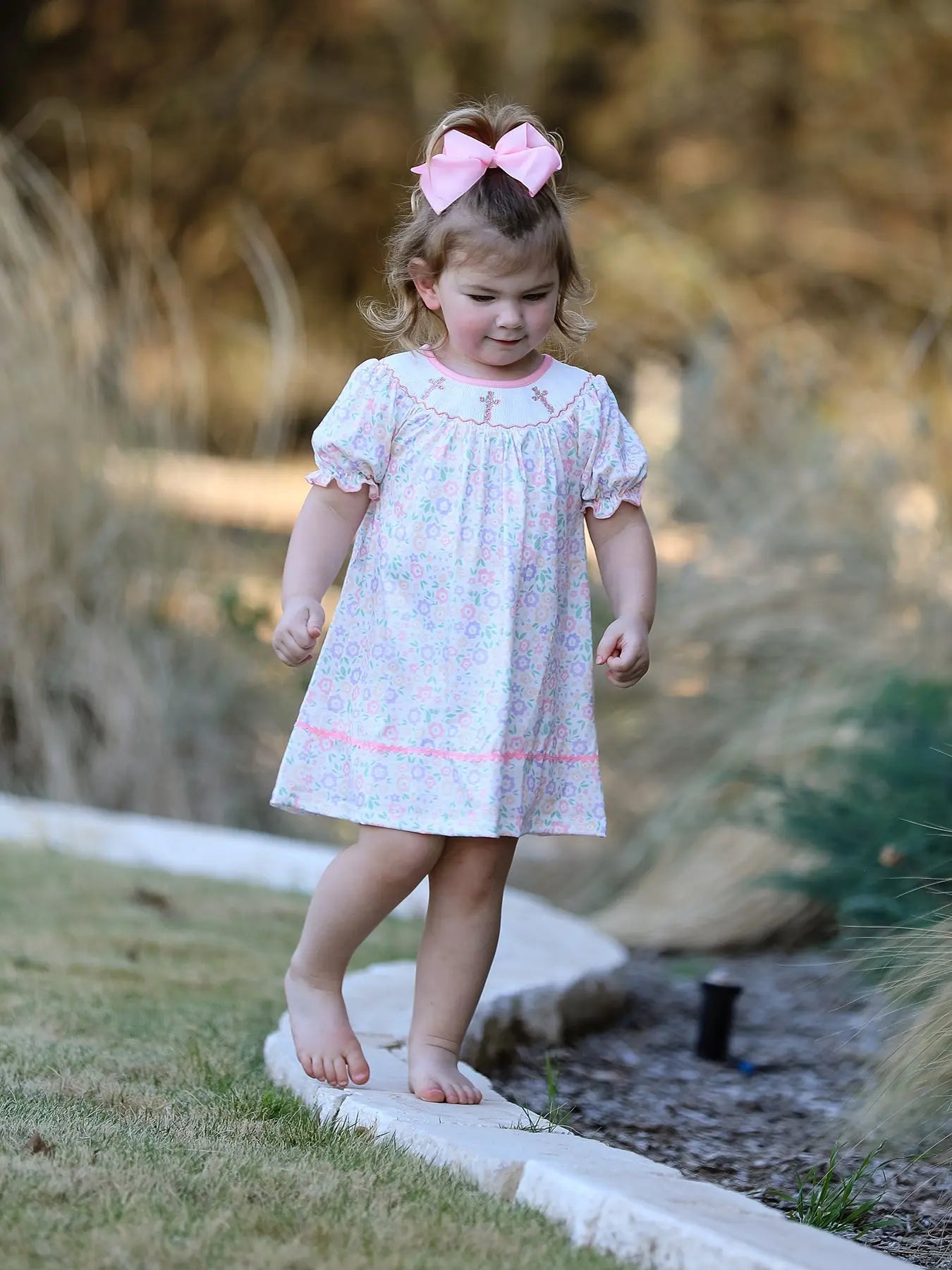 Spring Summer Cross Smocking Embroidery Colorful Dress Rylee Faith Designs