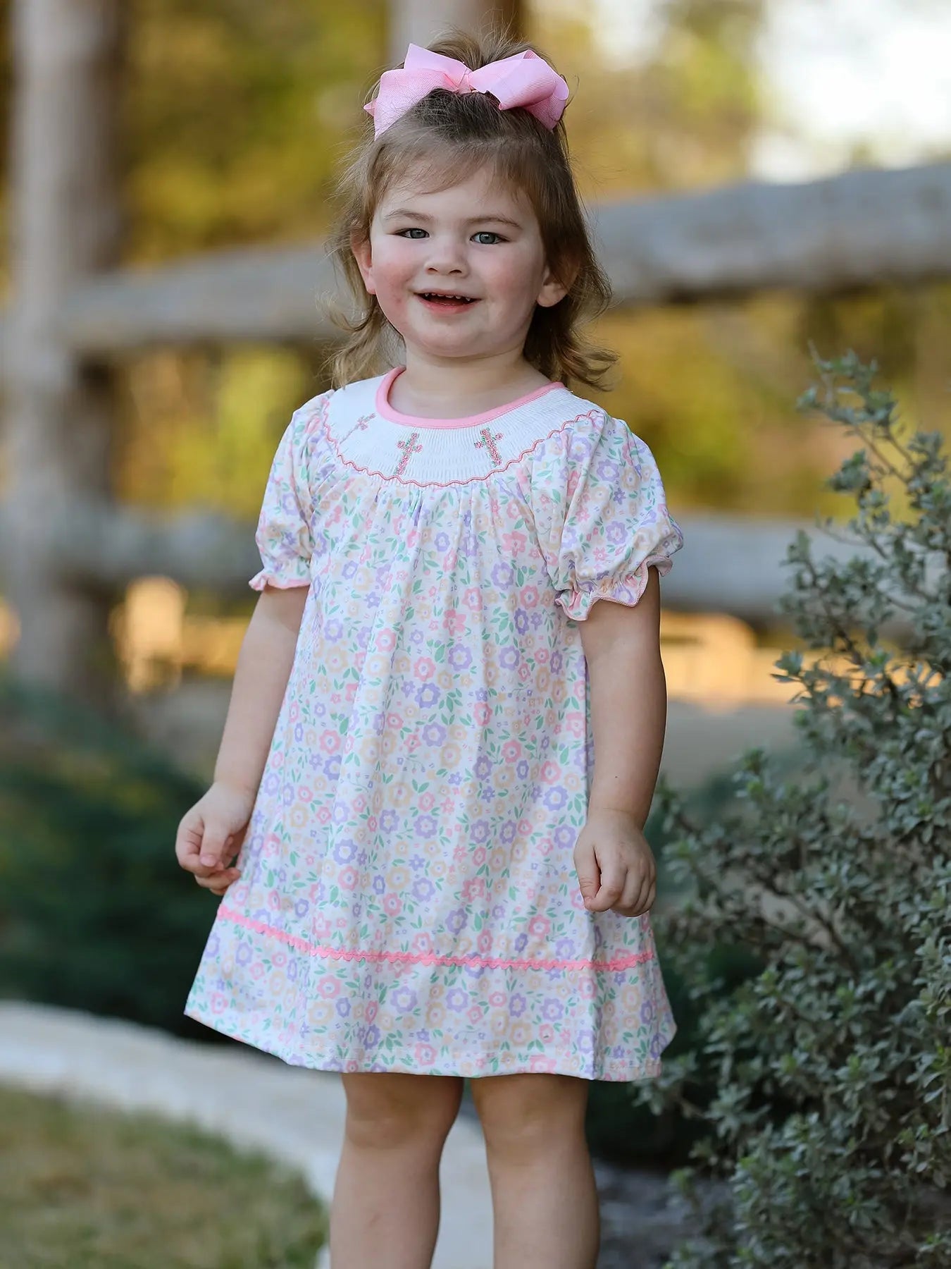 Spring Summer Cross Smocking Embroidery Colorful Dress Rylee Faith Designs