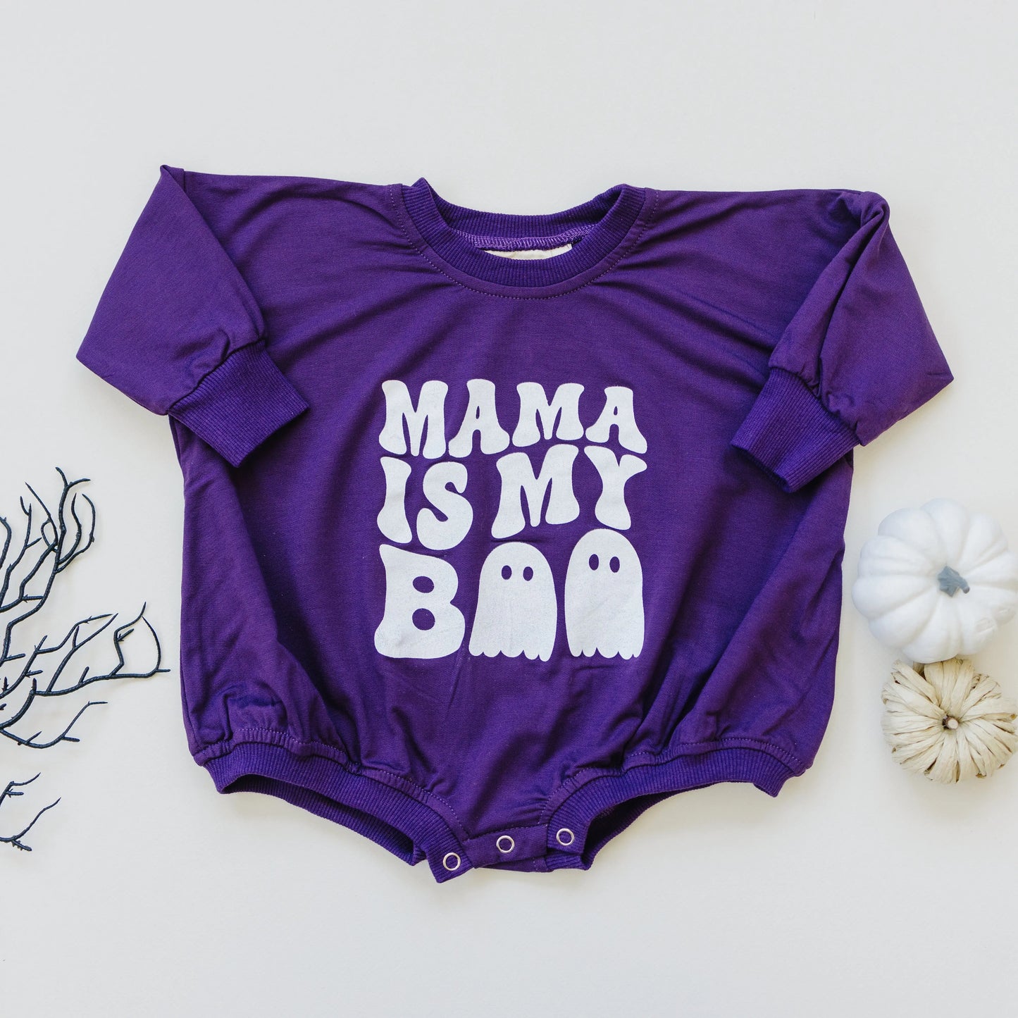 Mama Is My Boo Bamboo Sweatshirt Romper For Babies Little Joy Co. Everetts Place: Online Boutique 32.00