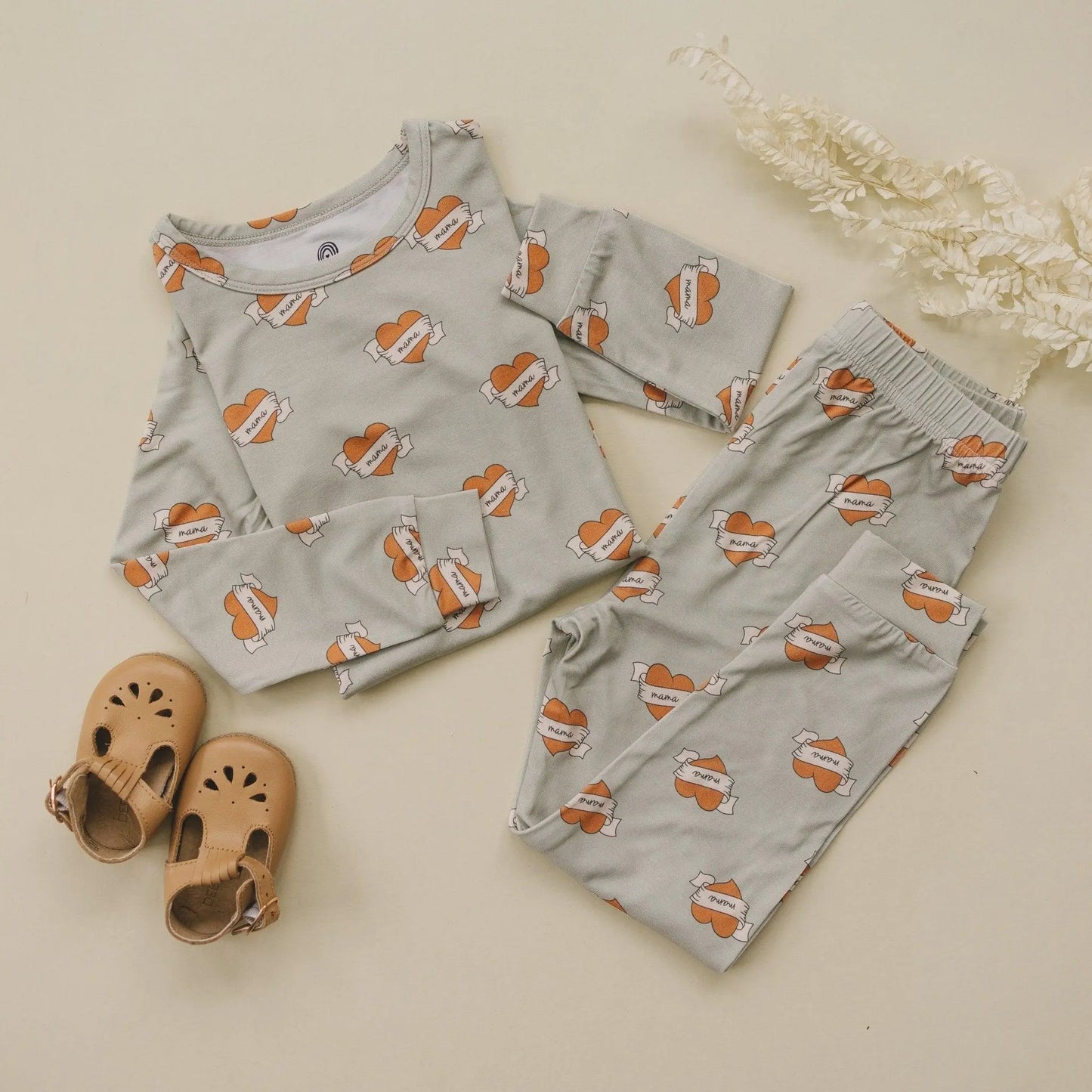 Little Joy Co. Mama Tattoo Hearts 2 Piece Bamboo Pajamas Set For Women - Apparel & Accessories > Clothing > Baby & Toddler Clothing > Baby & Toddler Sleepwear