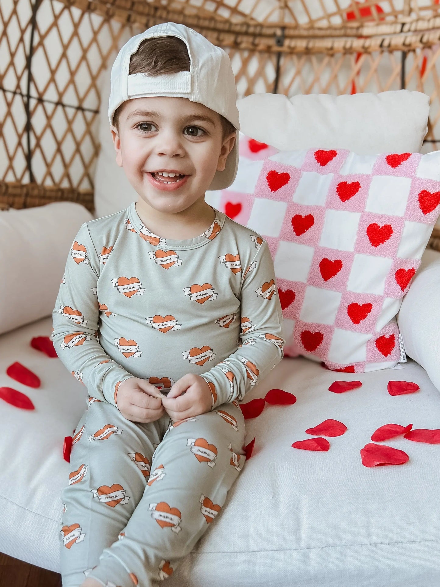 Little Joy Co. Mama Tattoo Hearts 2 Piece Bamboo Pajamas Set For Women - Apparel & Accessories > Clothing > Baby & Toddler Clothing > Baby & Toddler Sleepwear