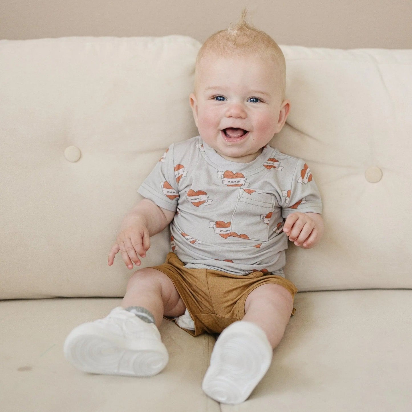 Little Joy Co. Mama Tattoo Hearts Bamboo Tee for Babies and Toddlers - Apparel & Accessories > Clothing > Baby & Toddler Clothing > Baby & Toddler Tops > T-Shirts