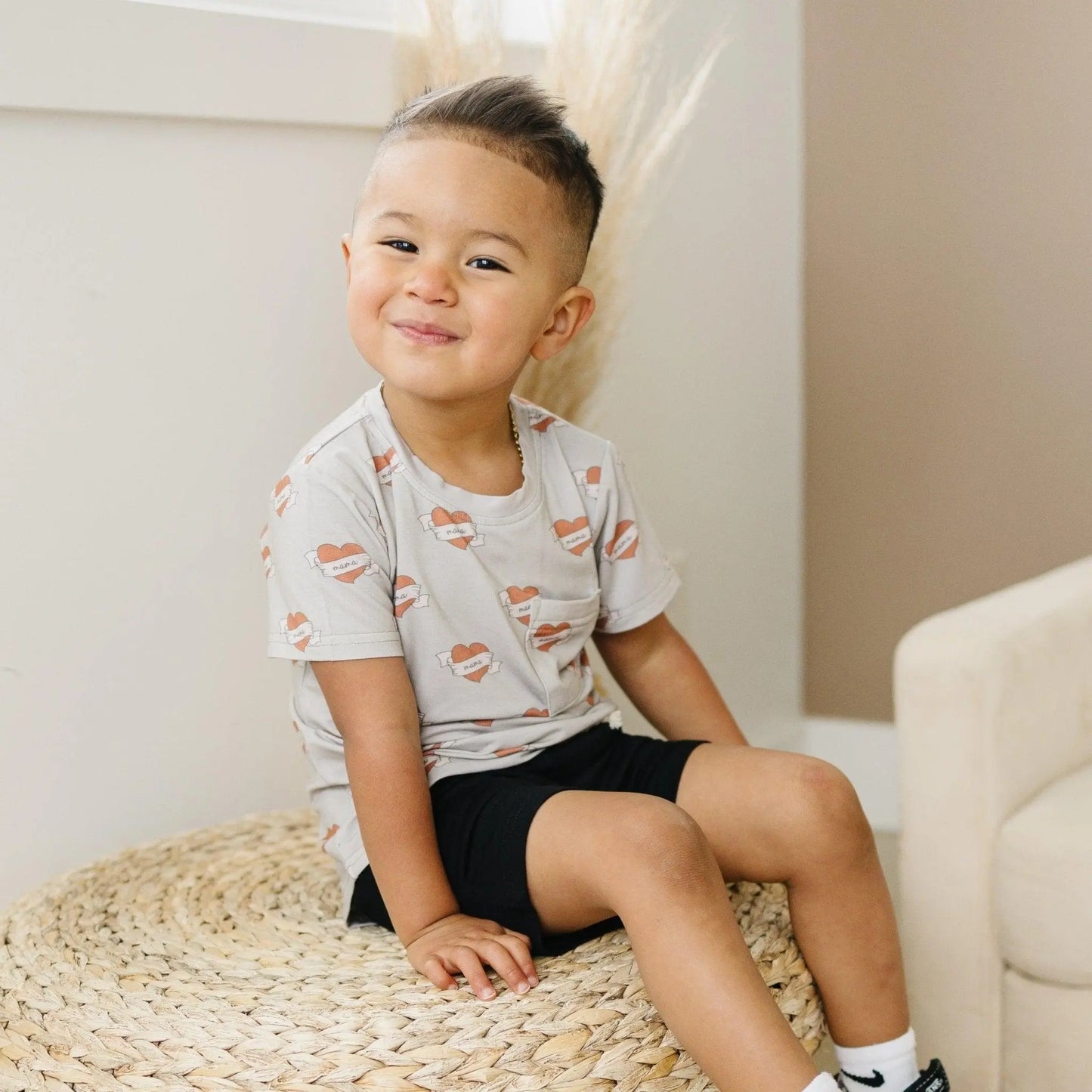 Little Joy Co. Mama Tattoo Hearts Bamboo Tee for Babies and Toddlers - Apparel & Accessories > Clothing > Baby & Toddler Clothing > Baby & Toddler Tops > T-Shirts