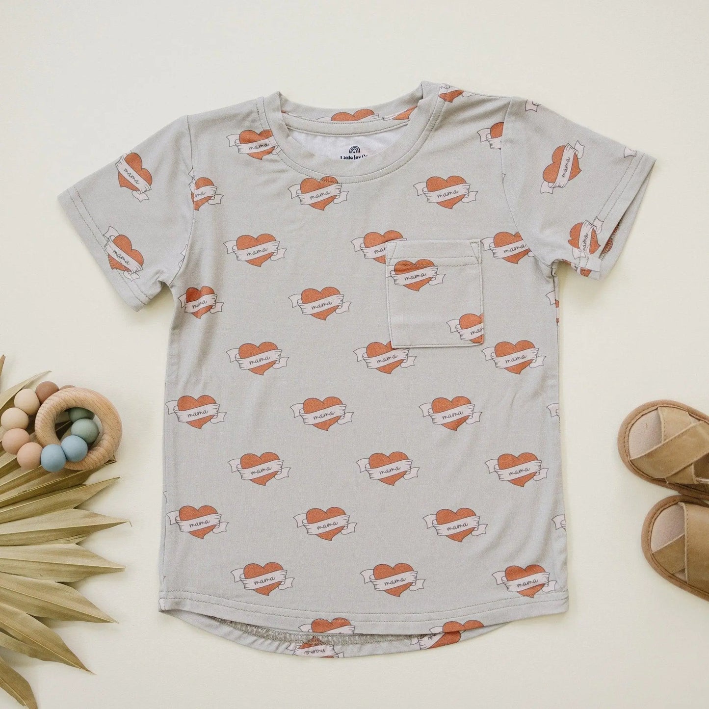 Little Joy Co. Mama Tattoo Hearts Bamboo Tee for Babies and Toddlers - Apparel & Accessories > Clothing > Baby & Toddler Clothing > Baby & Toddler Tops > T-Shirts