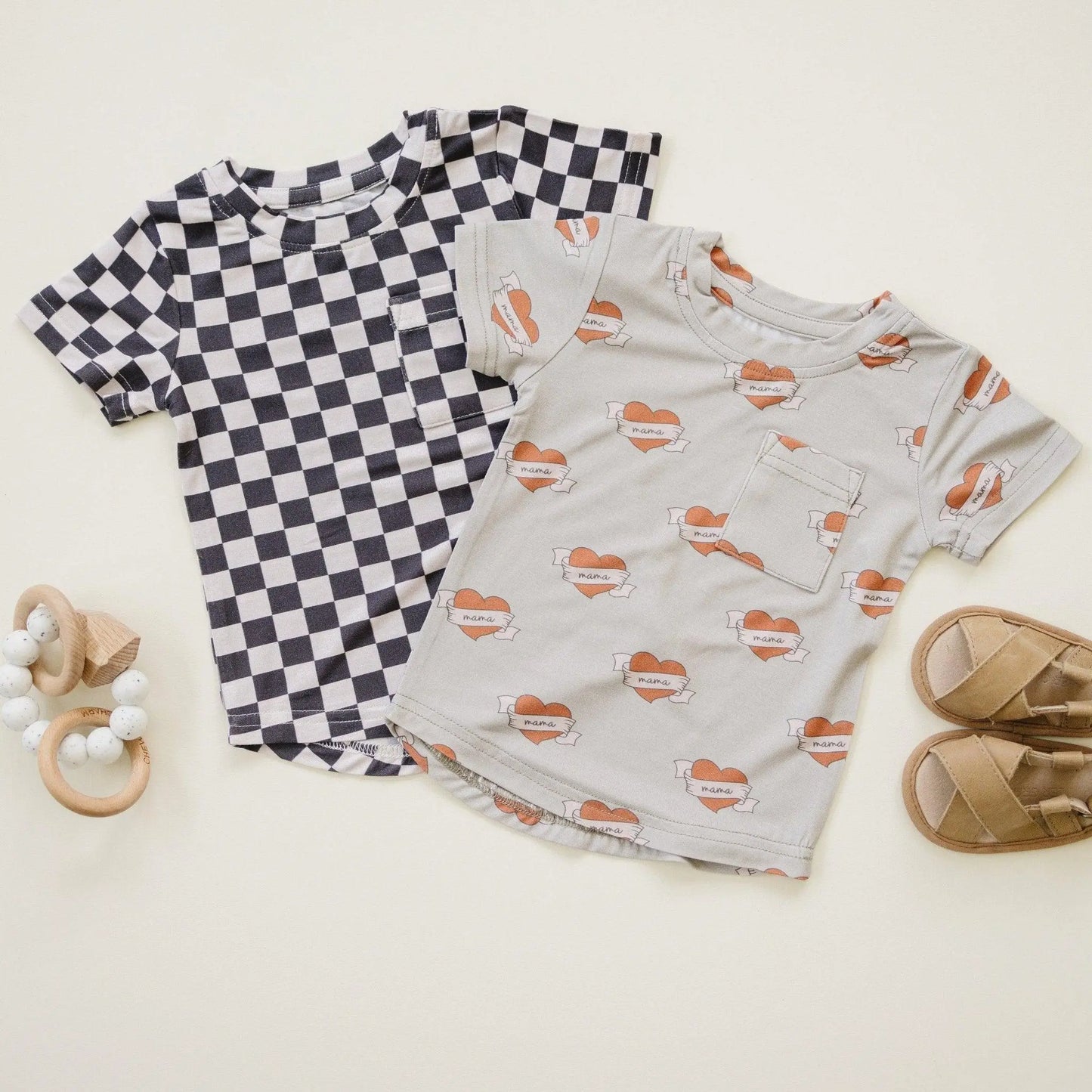 Little Joy Co. Mama Tattoo Hearts Bamboo Tee for Babies and Toddlers - Apparel & Accessories > Clothing > Baby & Toddler Clothing > Baby & Toddler Tops > T-Shirts