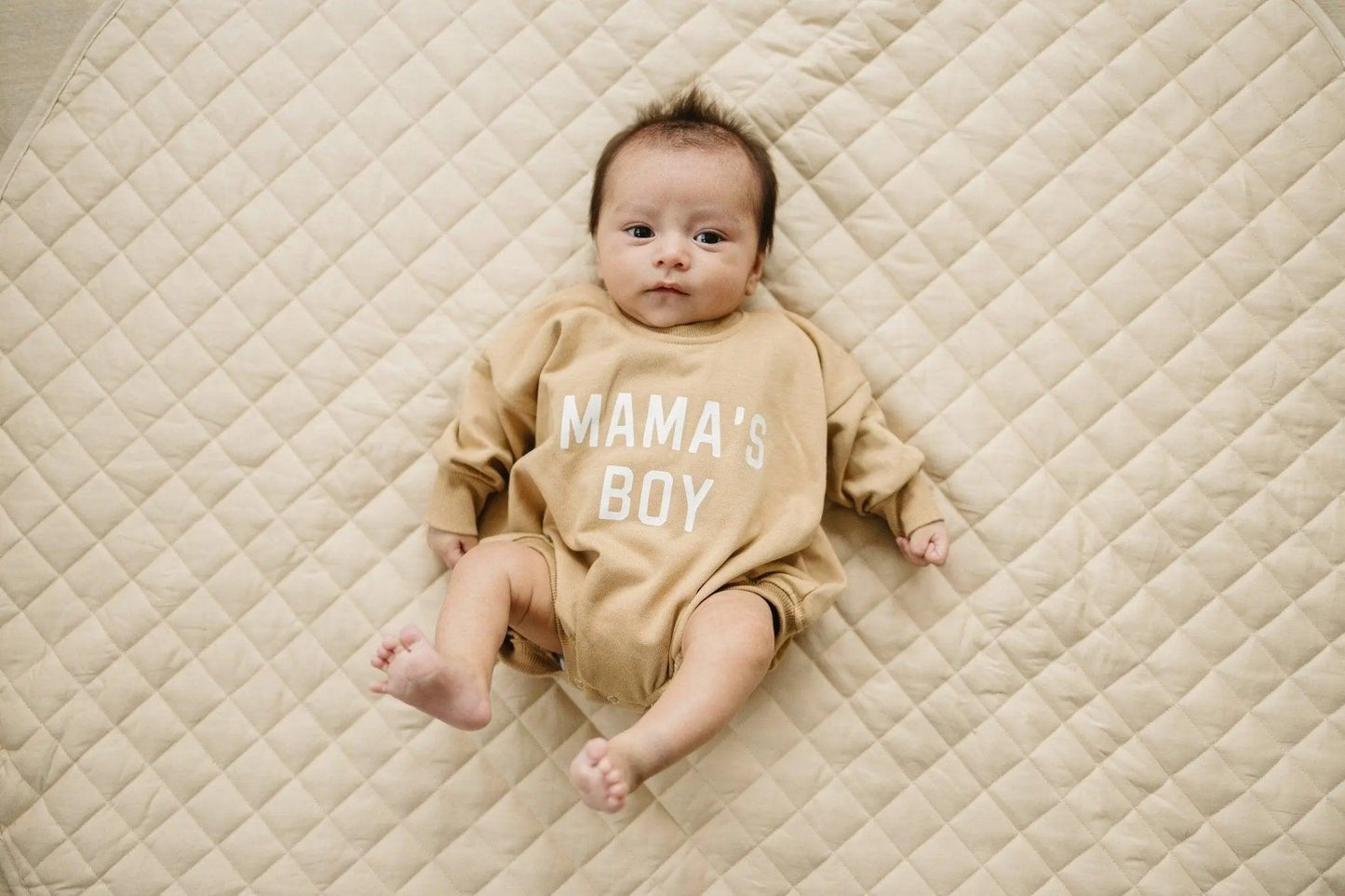 Mama's Boy Oversized Sweatshirt Romper With Snaps At Crotch Little Joy Co. Everetts Place: Online Boutique