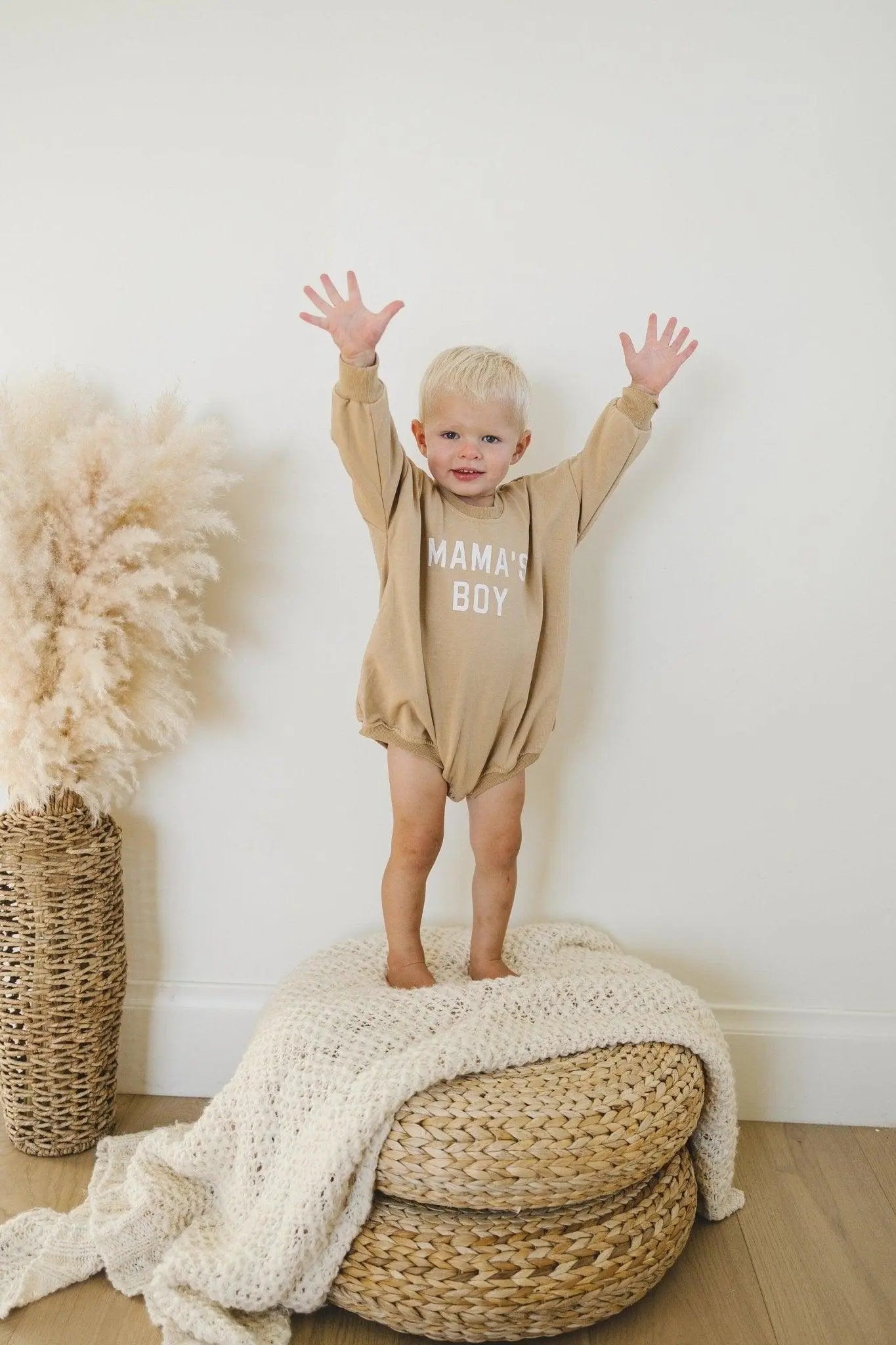 Mama's Boy Oversized Sweatshirt Romper With Snaps At Crotch Little Joy Co. Everetts Place: Online Boutique